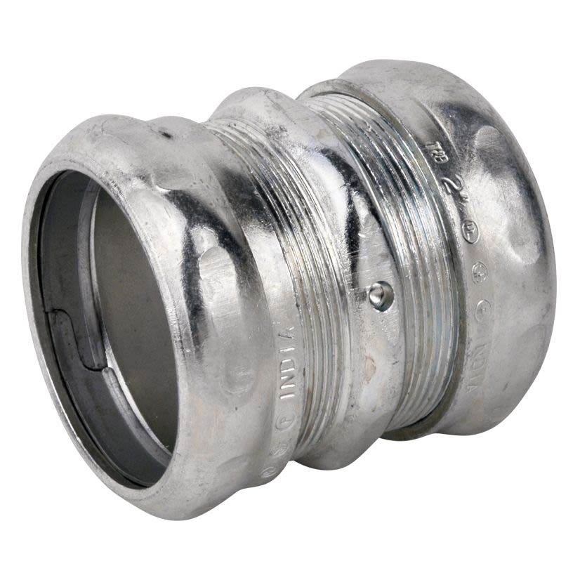 Steel City TK116A Compression Coupling, 2 in, For Use With EMT Conduit, Steel, Zinc Plated